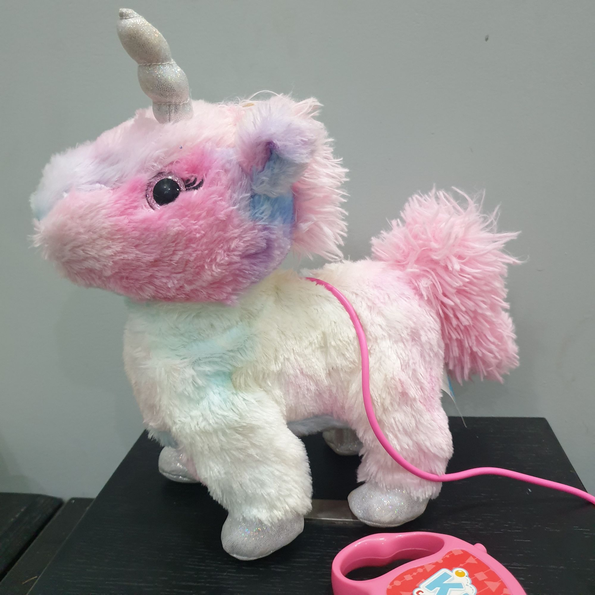 (J). Walking Dancing Unicorn Plush pink Excellent Condition