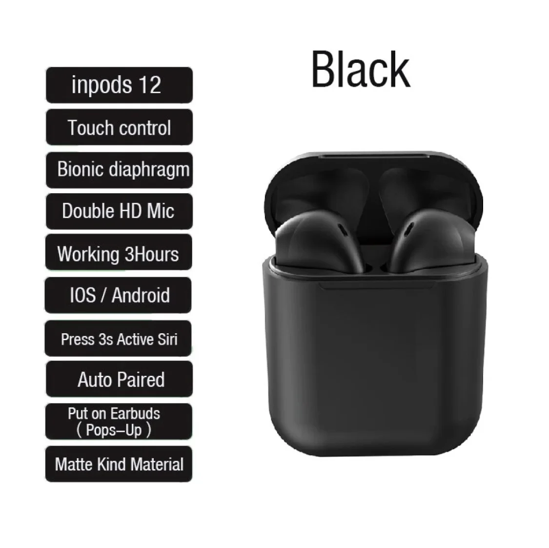 True Wireless Stereo V5.0 inPods 12 Macaron Simple Earbuds Earphones Android iOS