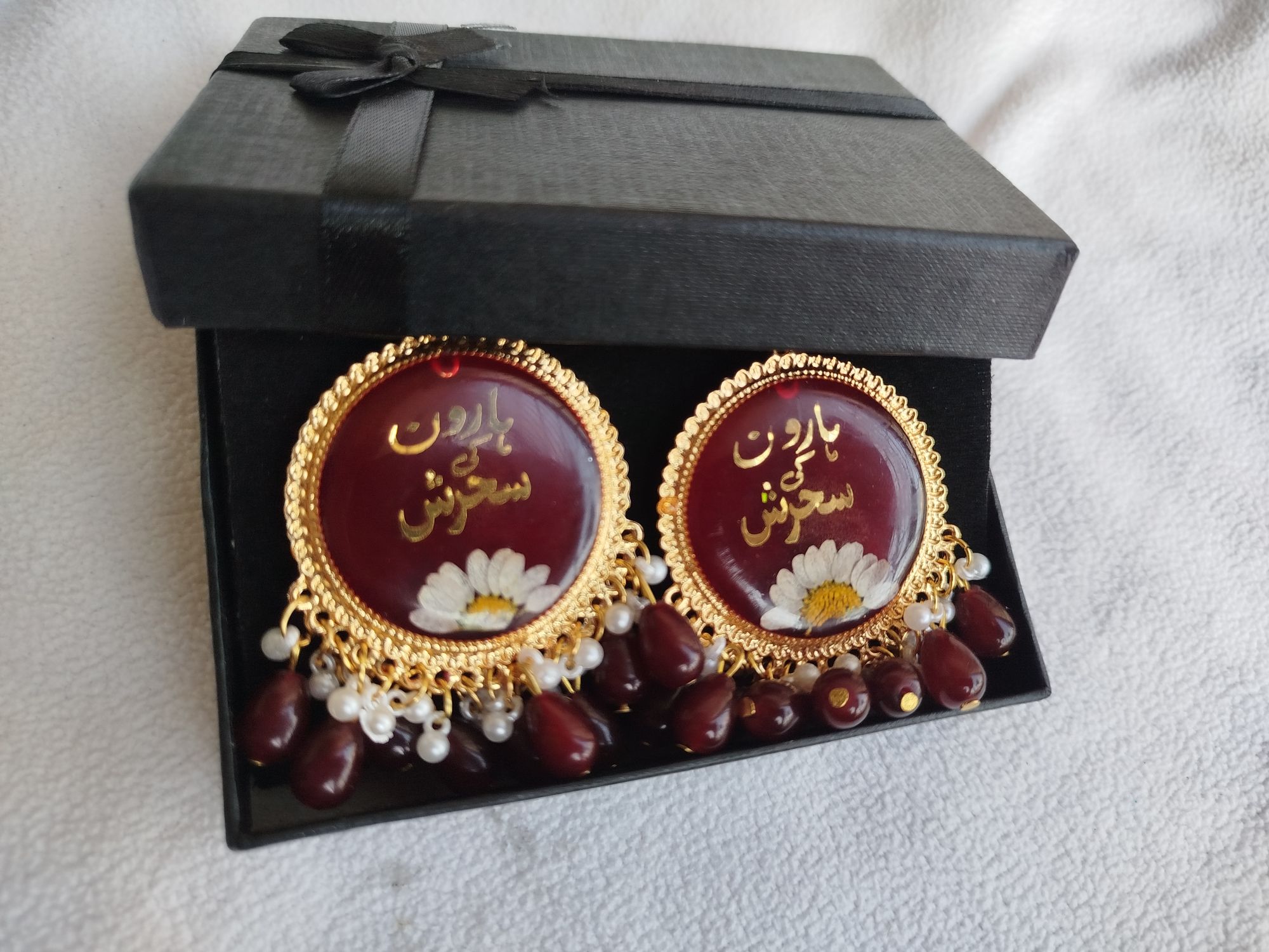 Customized Resin Jhumkas With Name Written On It