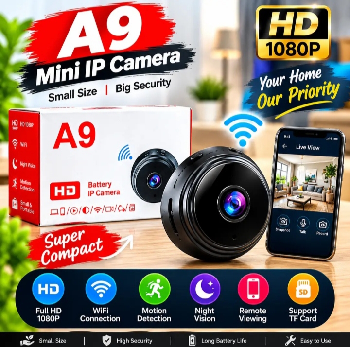 A9 1080P HD Magnetic WiFi Mini Camera | Wireless Security Camera with Night Vision & HDSF App Support