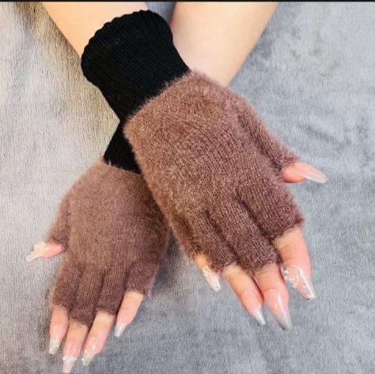 Wool Gloves Fancy Winter Women Grils wool glovs Gloves Knitting Woo wool glovs Keep Warm Short Mitten Fingerless Lady Girl Half Finger Gloves Rabbit Lady hand Gloves