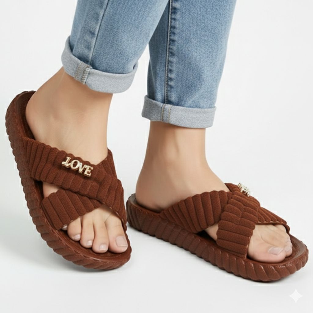 Elegant Women House Slippers & Slip-On Casual Nylon Best Quality Flip Flops for Ladies with XL Sizes