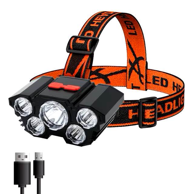 LED Flashlight Rechargeable with Built in Battery Strong Light Camping Adventure Fishing Head Light Headlamp
