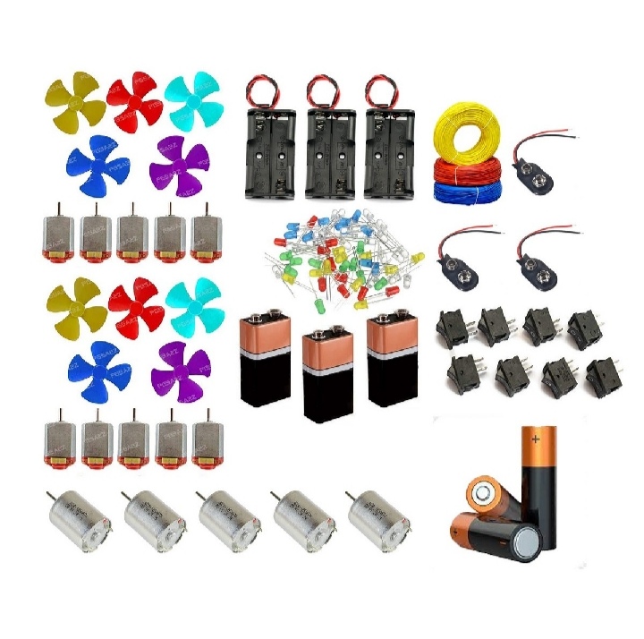 DC Motor Fan Set Electronic Science Project Kit With Battery DIY Kit For Students 4V Motor Fan Propellers and etc...