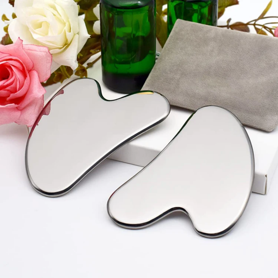 Stainless Steel Gua Sha Facial Massage Tool – Anti-Aging Skin Scraper for Face, Neck & Body | Reduces Wrinkles, Puffiness & Fine Lines | Lifting, Sculpting & Lymphatic Drainage for SPA & Home Use