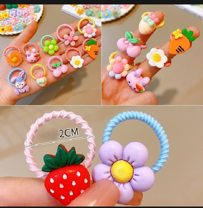 baby girl cute design hair ties high elastic hair rope soft ponytail random color 10 pcs