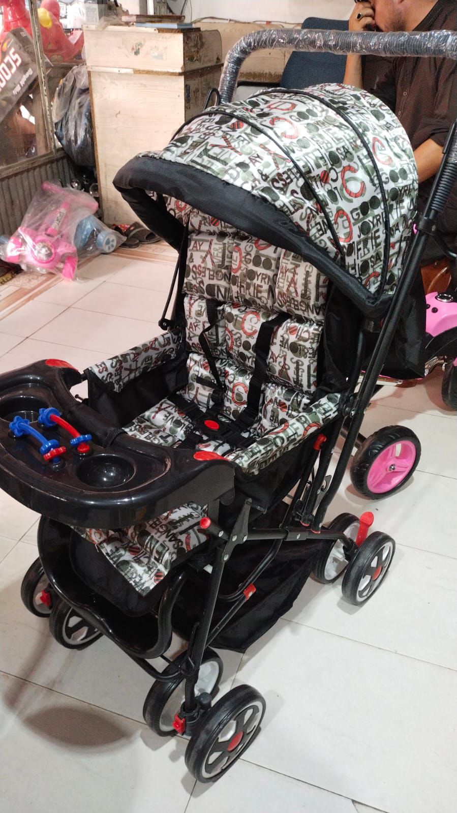 A High-Quality Foldable Baby Stroller with Fancy Pram, Double Handle, and Adjustable Buggy for the Modern Parent