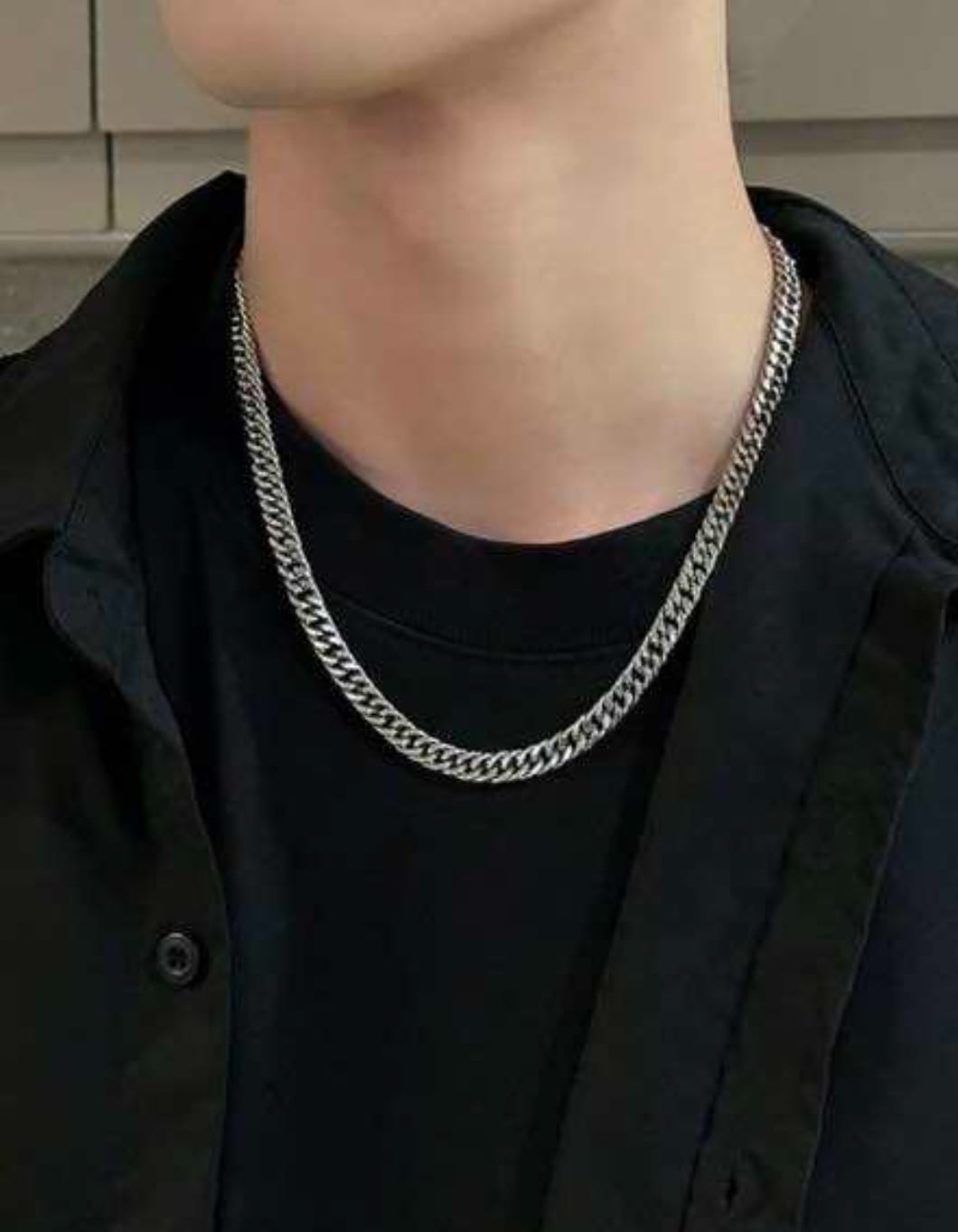 Men's 3D Vertical Nacklace Geometry Stainless steel Cuban Nacklace/ Chain  Temperman Neck chain Trendy Nacklace Gift For Men &Boys