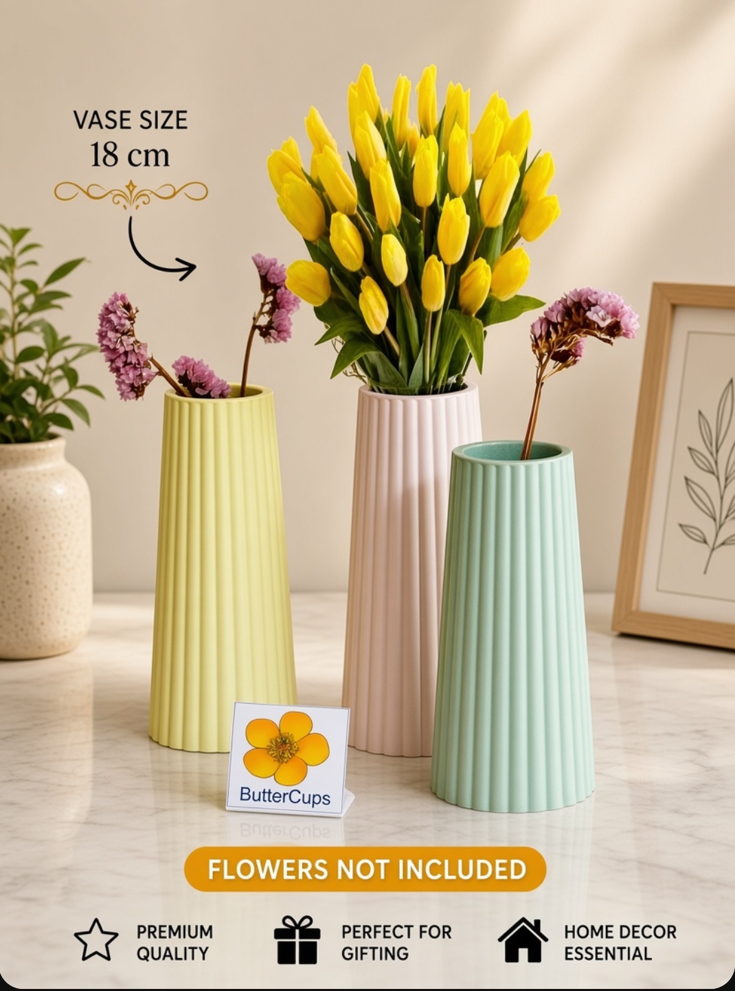 Beautiful Pack of 1 Aesthetic ceramic Vase 18cm | Baby colors | customize your own