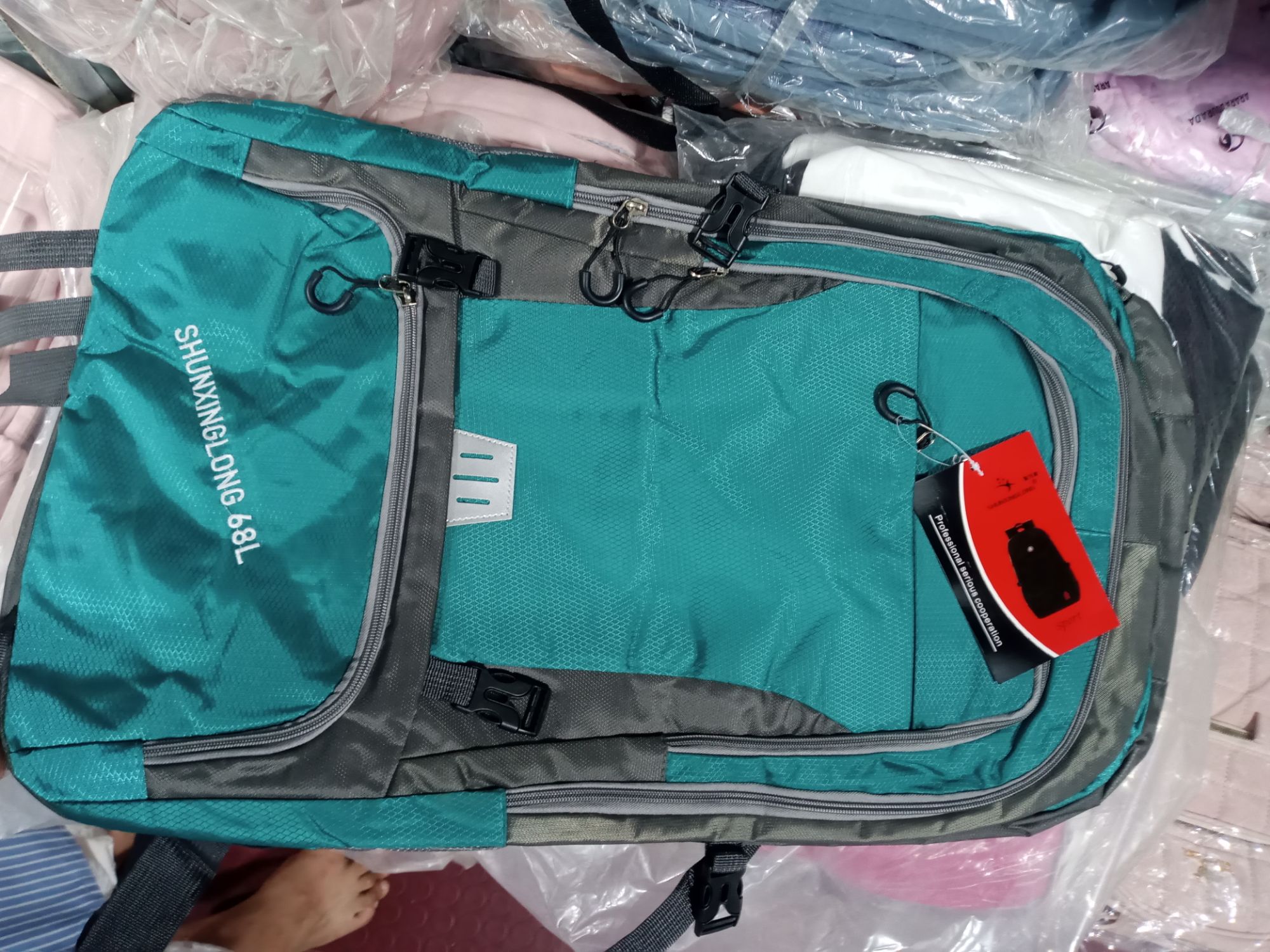 50L Large Capacity Travel Backpack | Hiking Camping Bag | Waterproof Sports Backpack with Chest Strap | Black & Red
