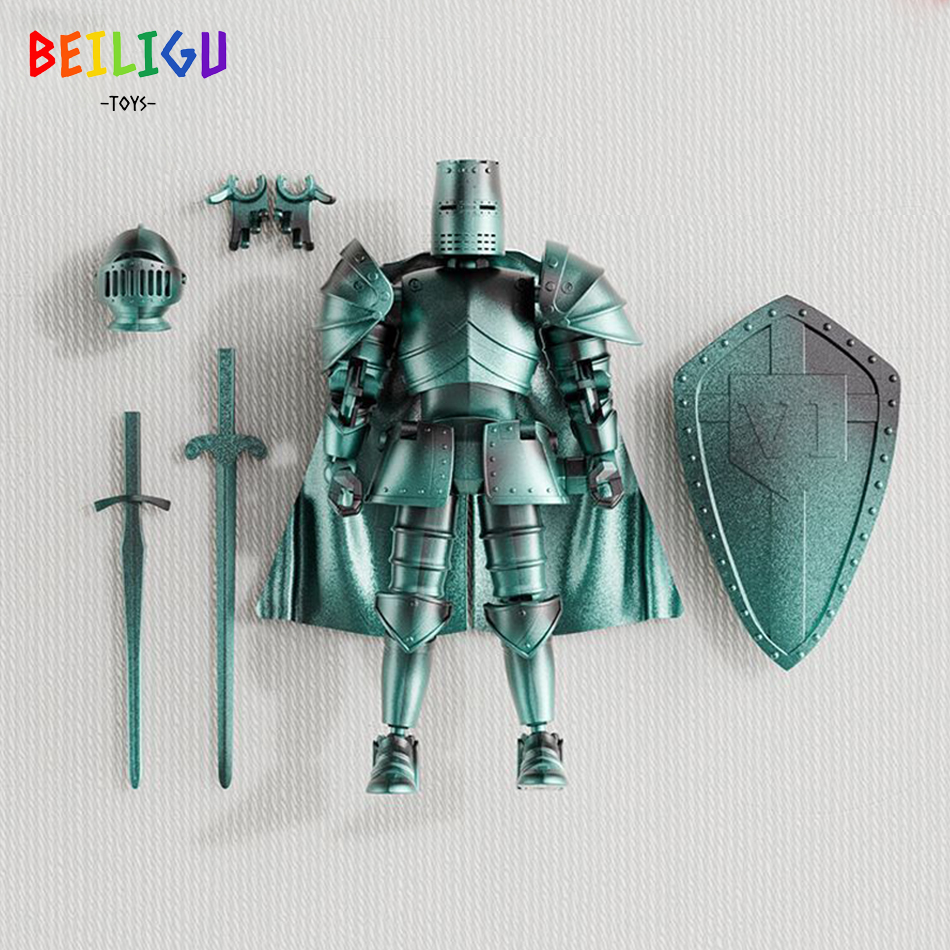 Europe Medieval Knight Multi-Joint Movable Action Figures Warrior Robot Sword Shield Assembly Toy Collection Model Holiday 