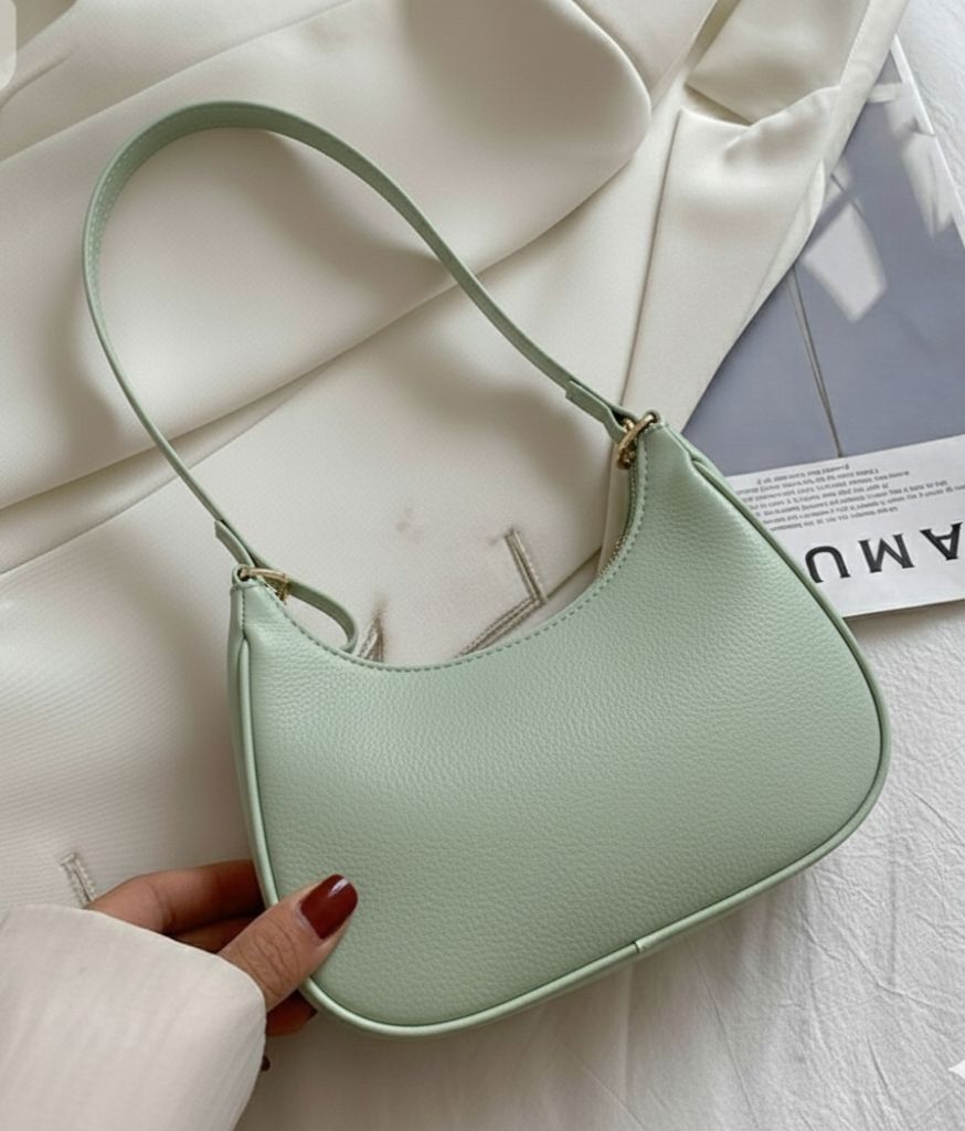 Korean Style Solid Multicolor Color Shoulder Bag for Women | Elegant Underarm Hobo Clutch | Casual Trendy Crescent Purse For Women