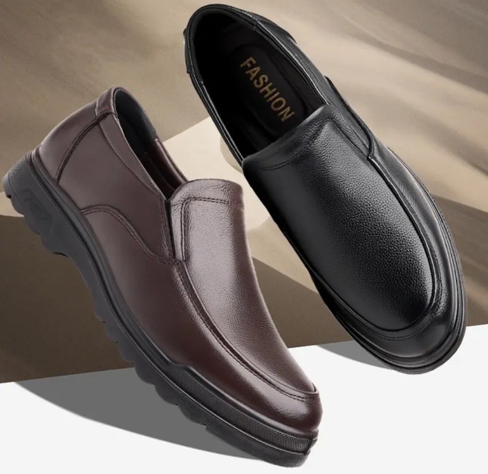 Men's Premium Leather Look Loafer Shoes For Office Wear | Stylish Formal Slip On Shoes For Men | Comfortable Lightweight Anti Slip Sole Business Casual Footwear