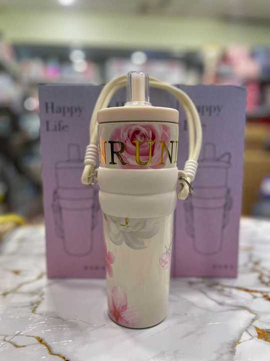 Flower Tumbler 710ml | Stainless Steel Tumbler with Straw & Lid | Floral Design Insulated Water Bottle | Reusable Travel Coffee Cup