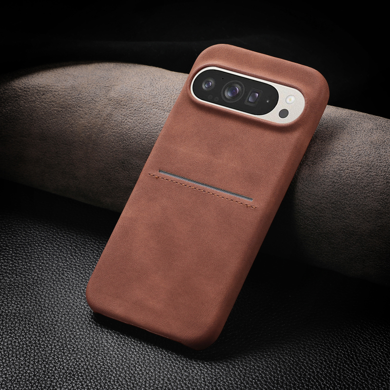 Luxury Solid Color Matte Leather Wallet Card Slot Skin Texture Phone Case For Google Pixel 9 Pro XL 8 8A Pro Bumper Back Cover