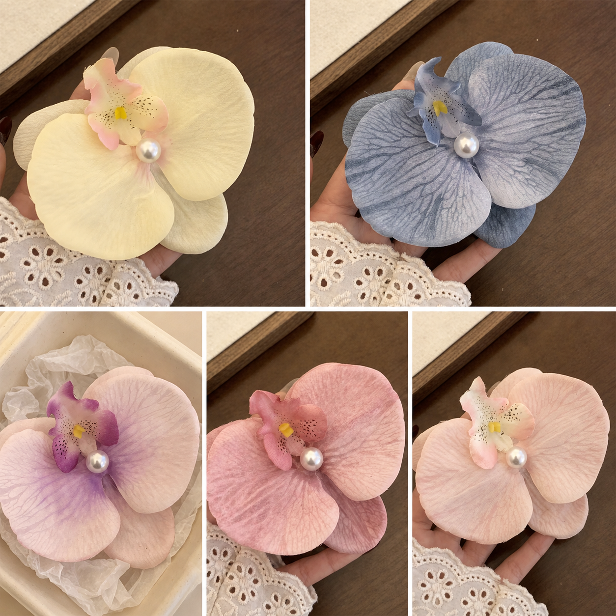 Butterfly Orchid Simulation Flower Hair Clip, Female Side Bangs Clip, New Duckbill Clip, Hair Clip Head, Flower Beach Accessory