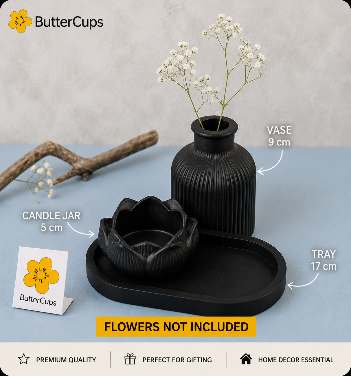 3 pcs minimal decor (1 mini vase+1 lotus jar+ovel tray)best for home decor