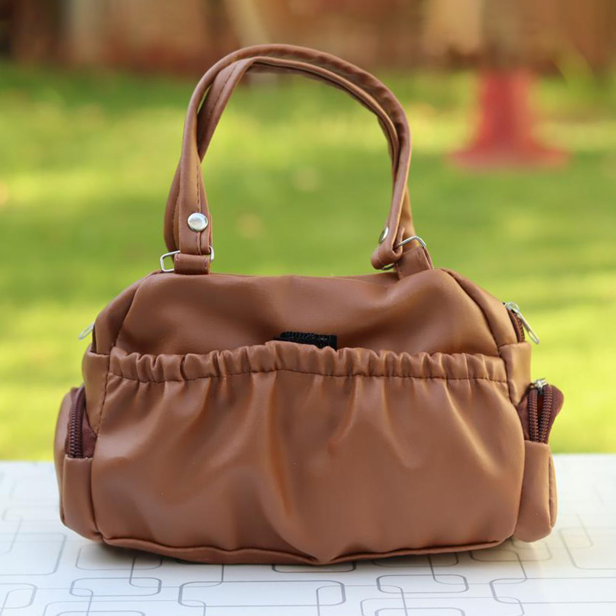 PU Leather Ladies Clutch with Multiple Compartments Black Red Brown