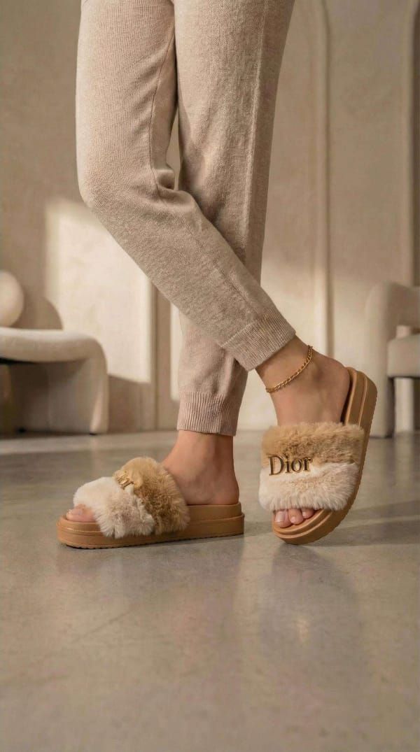 Premium Ladies EVA Fur Slippers for Women Cute Stylish Comfortable Soft Sole Sliders Fluffy Furry Fashion Sandals Anti Slip Lightweight Home Indoor Outdoor Casual Shoes for Girls