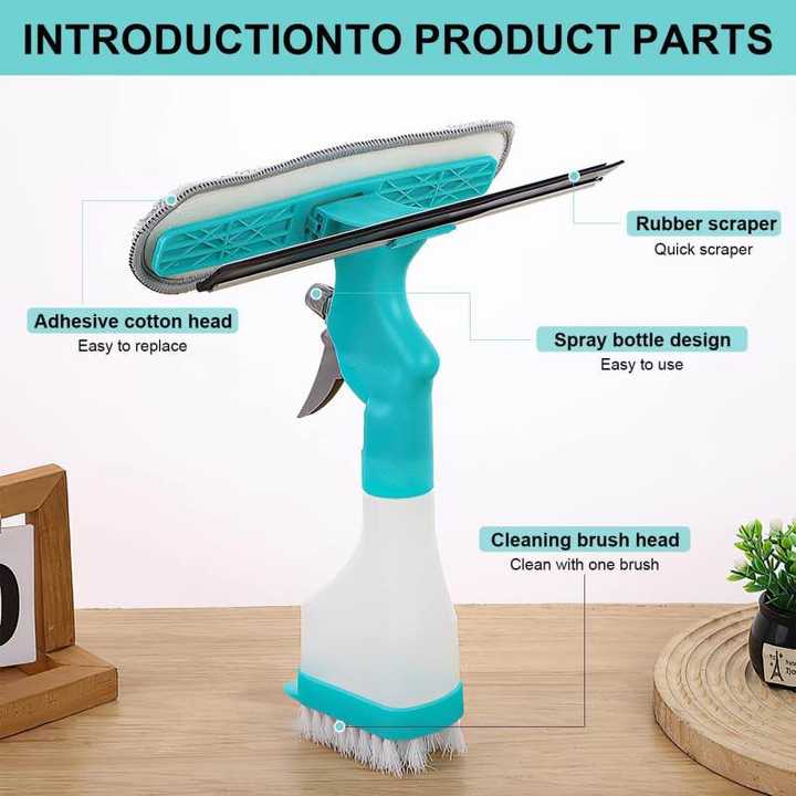 4 in 1 Glass Window Wiper | Multifunctional Window Glass Cleaner | Mirror, Shower & Kitchen Cleaning Squeegee | Household Cleaning Tool