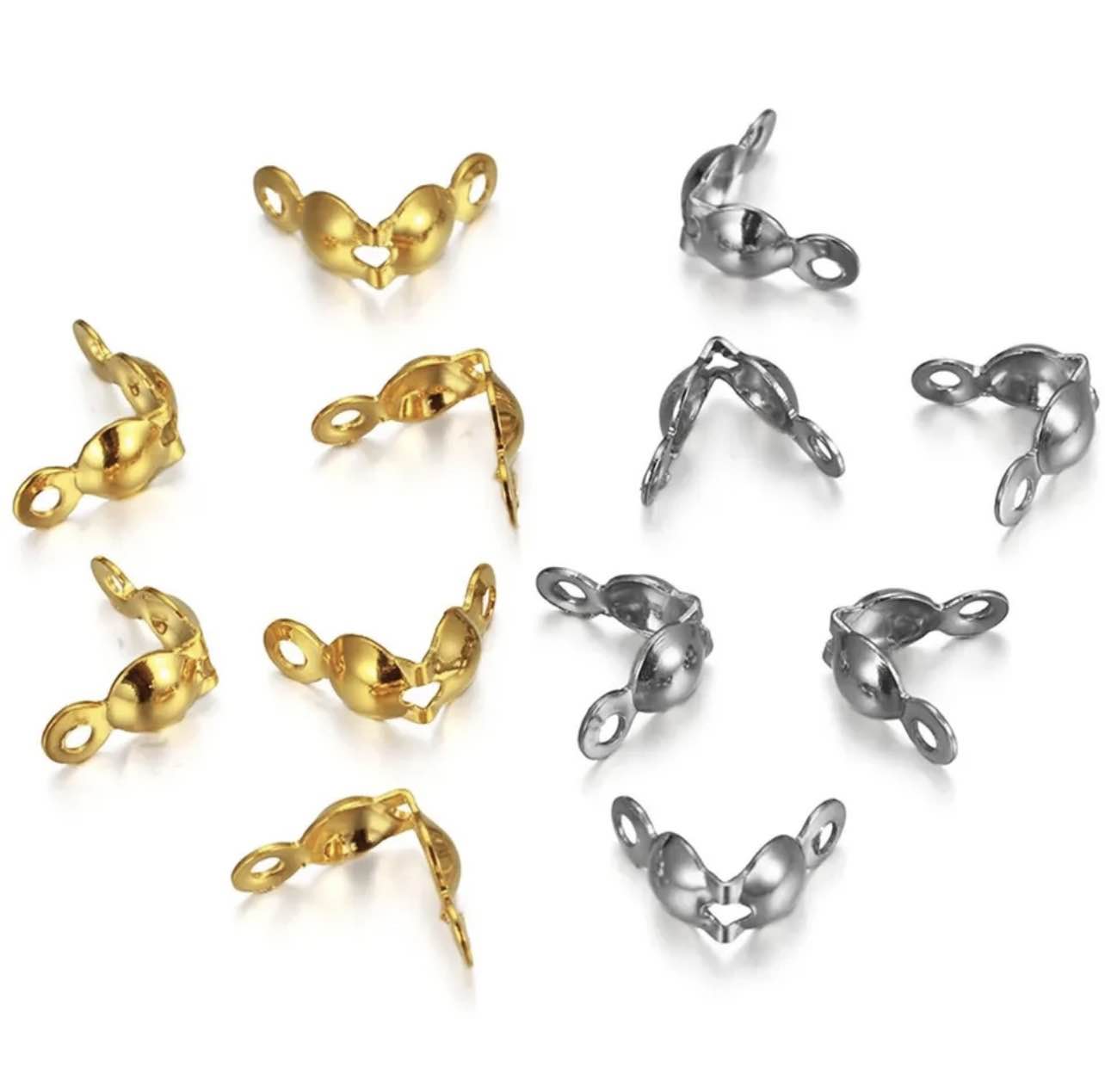 50Pcs Calotte End Connector Clasp Beads | Ball Rope Chain End Caps | Jewelry Making Supplies DIY Accessories | Falcon Traders Faisalabad