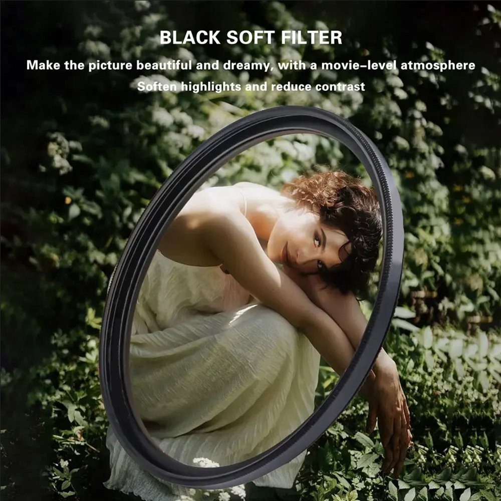 Black Mist 1/4 Black Soft Camera Lens Filters 49mm 52mm 55mm 58mm 62mm 67mm 72mm 77mm 82mm for Canon Nikon  Camera Lenses