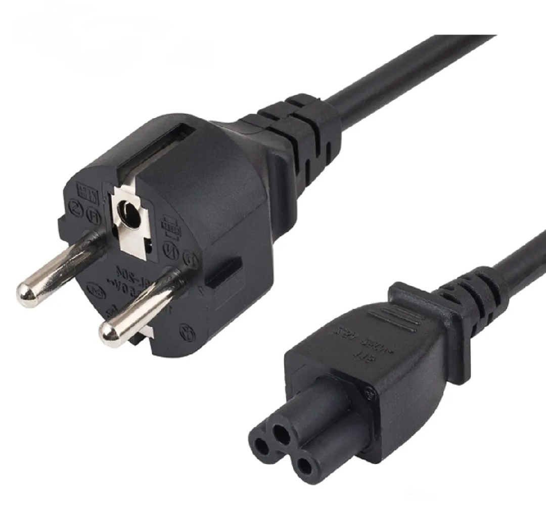 Premium Pure Copper 3-Prong Laptop Charger Power Cord | C5 Cloverleaf "Mickey Mouse" Flower Cable, 3-Pin AC Power Lead for Laptop Adapters (Black)