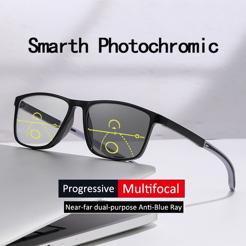 Photochromic Progressive Multifocal Tr Sports Reading Glasses With Blue Light Protection For Near And Far Vision004