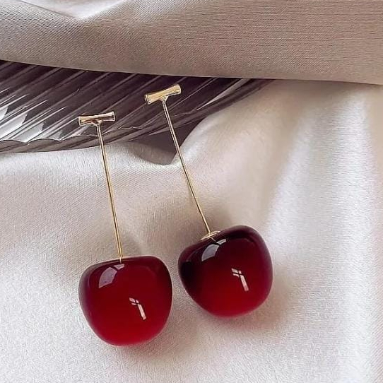 Trendy korean style cherry drop earrings for girls Antic cherry shape earings Red sweet Korean jewellery