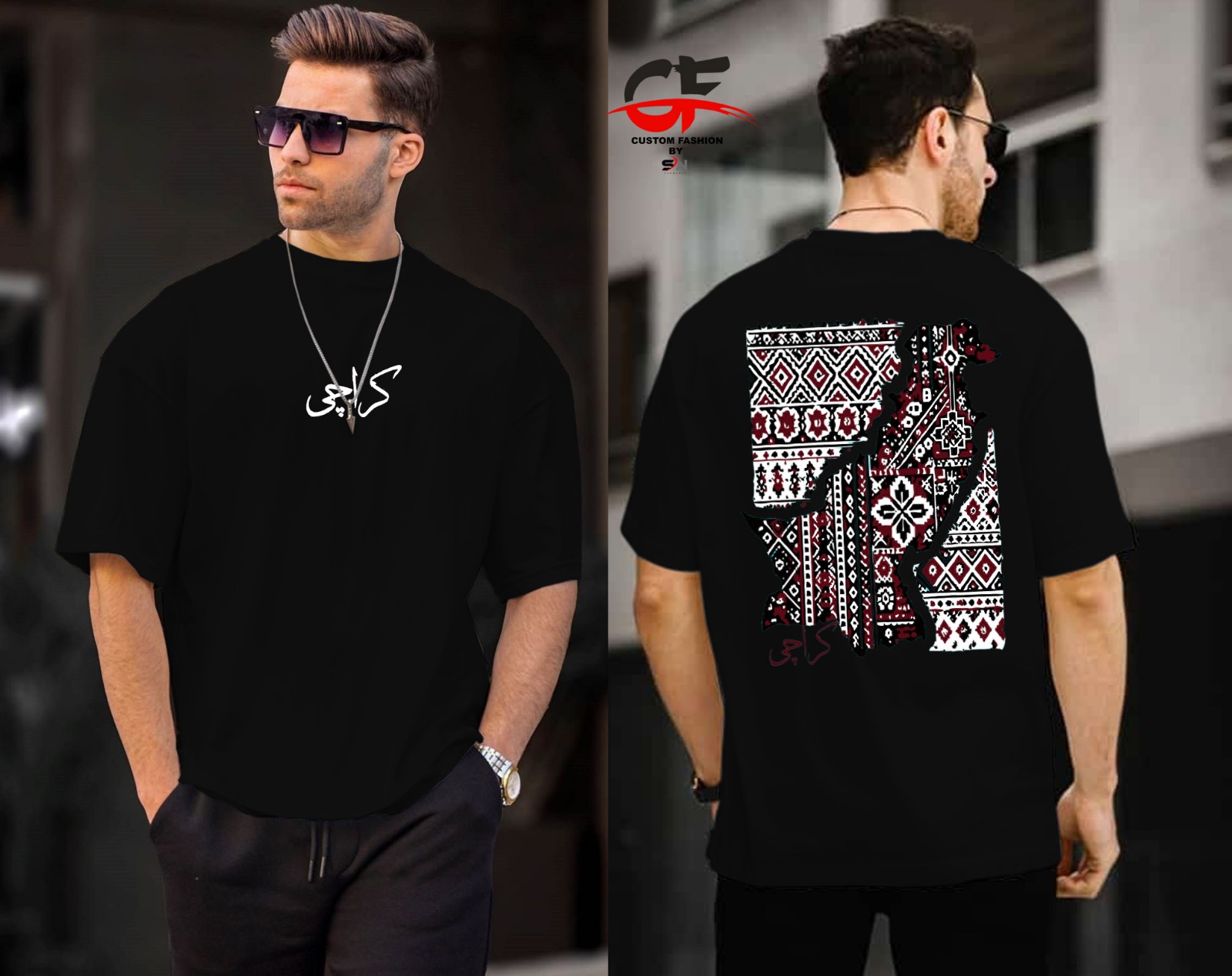 New stylish Karachi map printed osm drop shoulder tshirt for men soft and comfortable febric