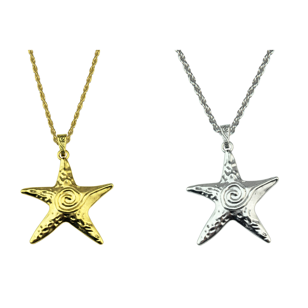 NEW Starfish Stainless Steel Pendant Necklace Gothic Hip Hop Silver Color Waterproof Fashion Jewelry For Women Men