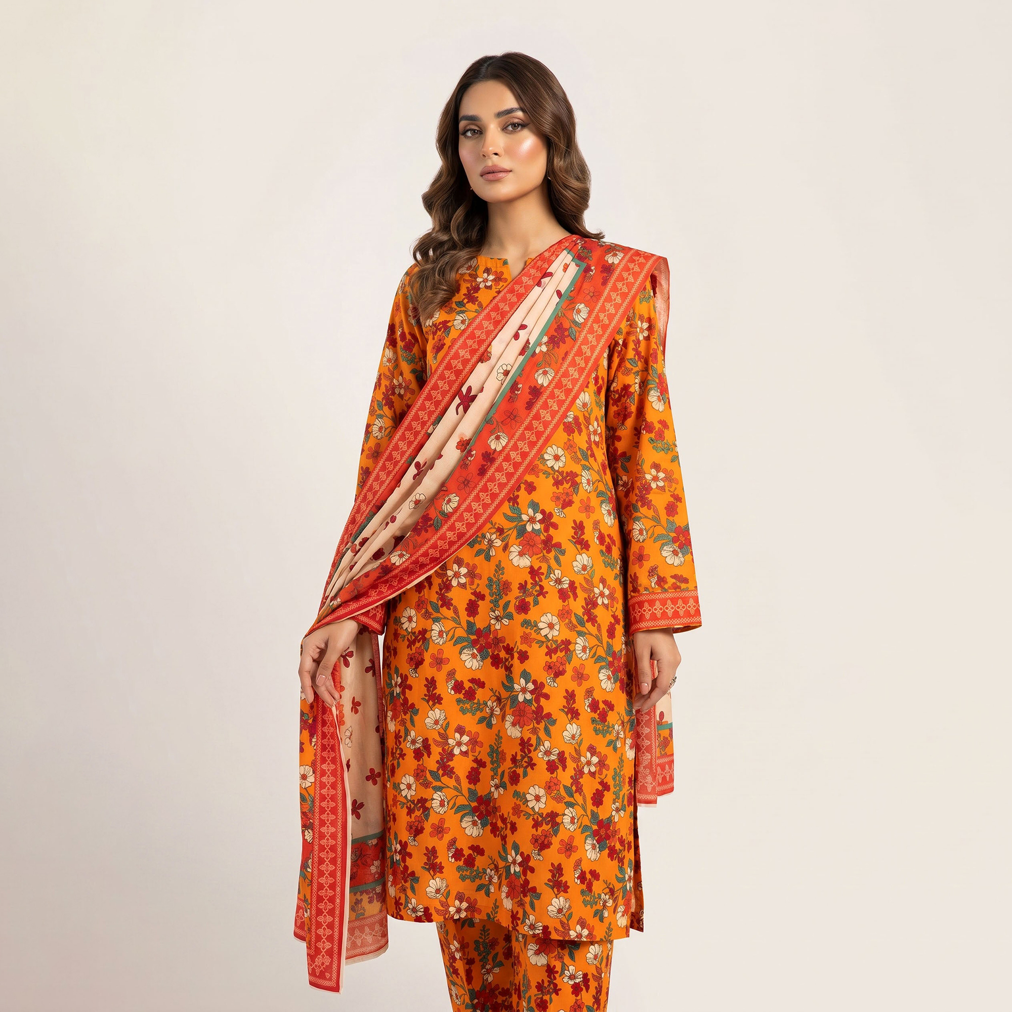 Kleren 3 Piece Unstitched or Stitched Printed Lawn Suit for Women with Allover Printed Lawn Shirt & Trouser and Printed Lawn Dupatta - Summer Collection 2026 - Design code : Vasl D-47