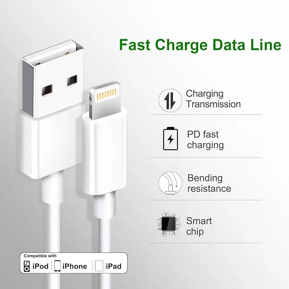 USB to 8-Pin Connector Charging Cable | Compatible iPhone Charging Cable |Fast data transfer | Compatible iPhone Lightning Cable | Data Syncing and Charging Cable compatible with iPhone X/ 8 Plus/ 8/ 7 Plus/ 7/ 6s Plus/ 6s/ 6 Plus/ 6/ 5s/ 5c/ 5/ iPad price in Pakistan