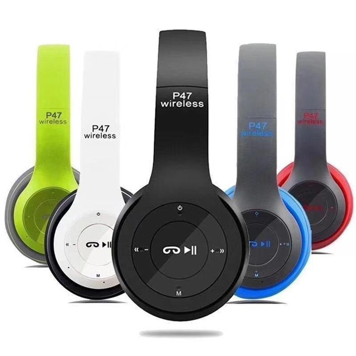 Wireless Headphones, P47 Bluetooth Foldable Headset with Microphone Support FM Radio TF for PC TV Smart Phones & Tablets Etc