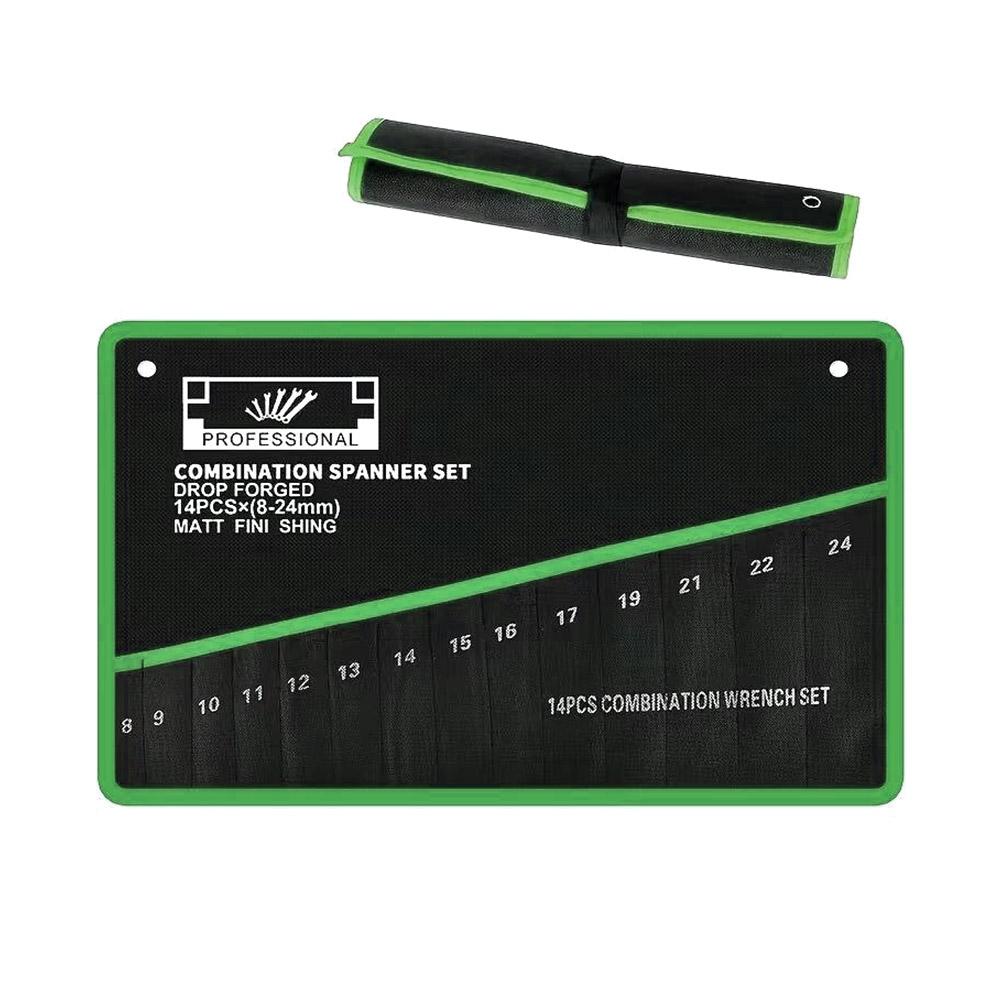 14-Pocket Roll Tool Storage Bag  Portable Wrench Organizer Pouch Bag Foldable Spanner Toolkit for Hardware Hand Tools Storage