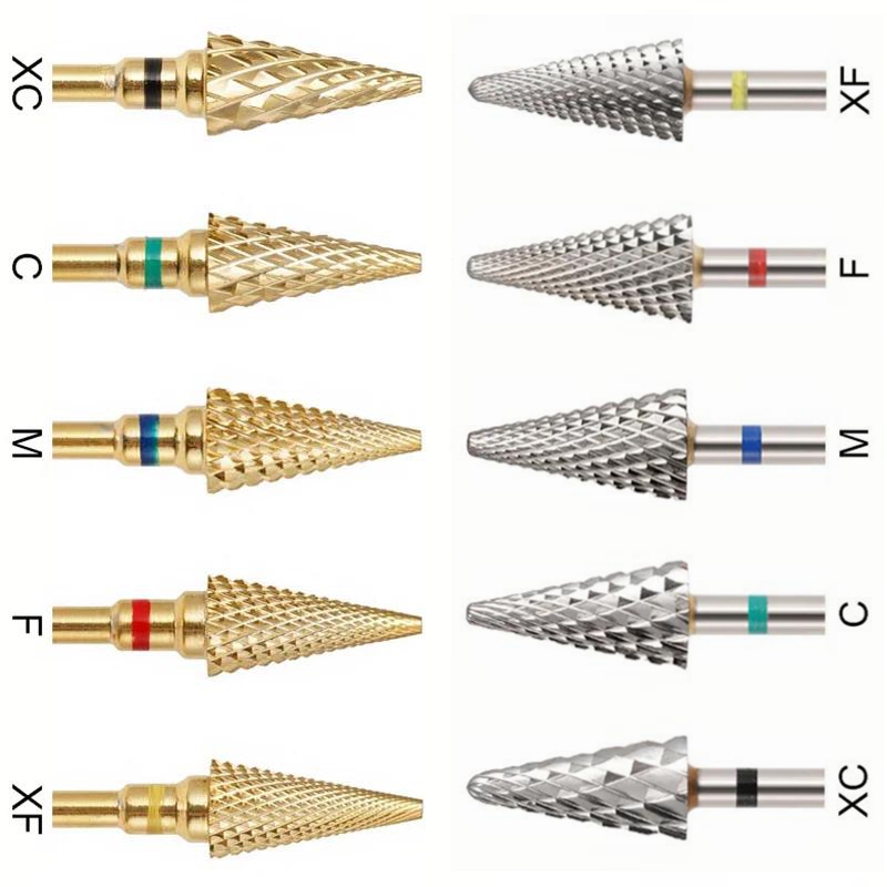 1/2Pcs Nail Gold Carbide Nail Drill Bit Tapered Milling Cutter for Manicure Remove Gel Acrylics Tool Nail Drill Accessories