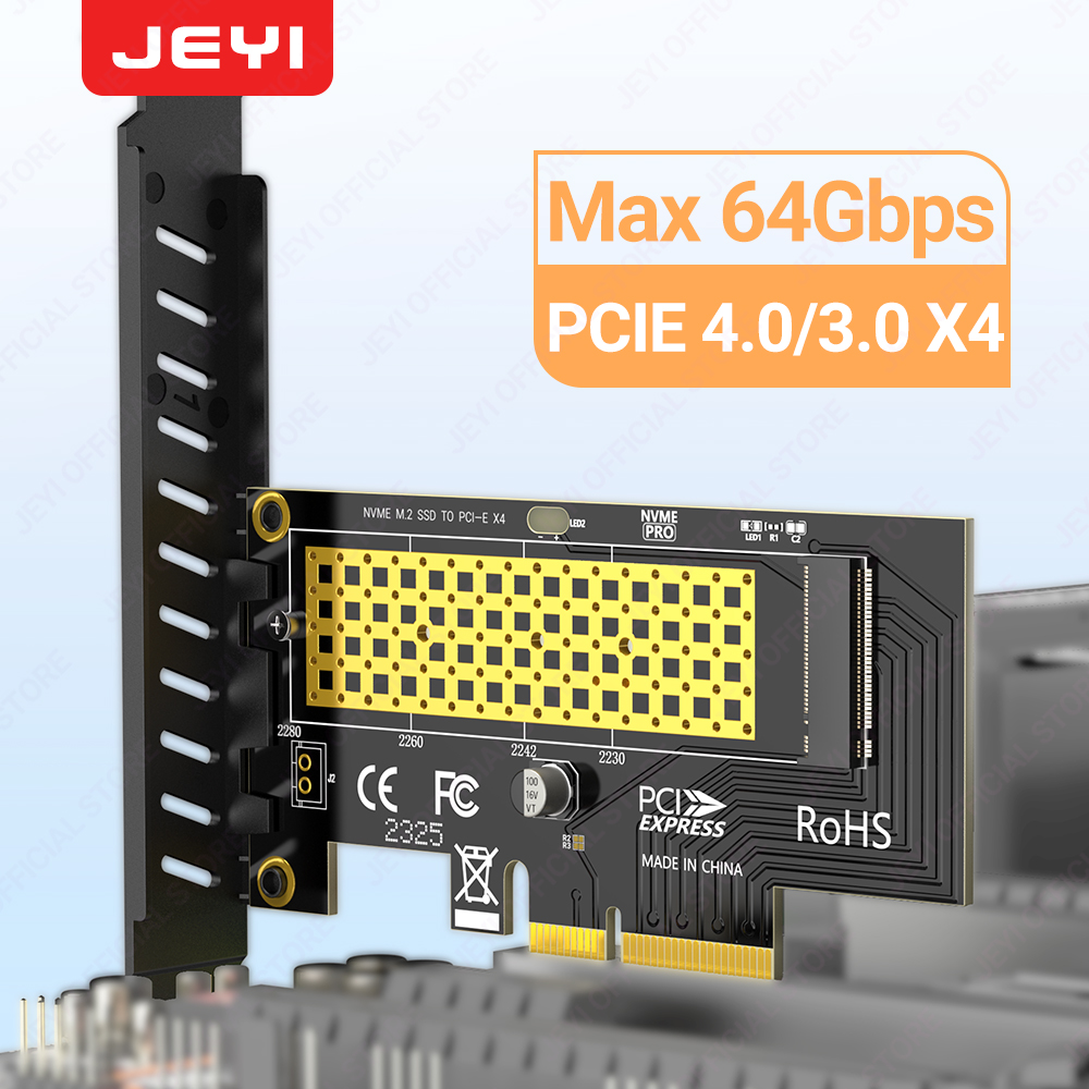 JEYI M.2 NVME SSD to PCIe 4.0 X1 Adapter Card, 2280 SSD PCIE X1 Expansion Card for Desktop PC, PCI-E GEN4 16Gbps Full Speed SK1