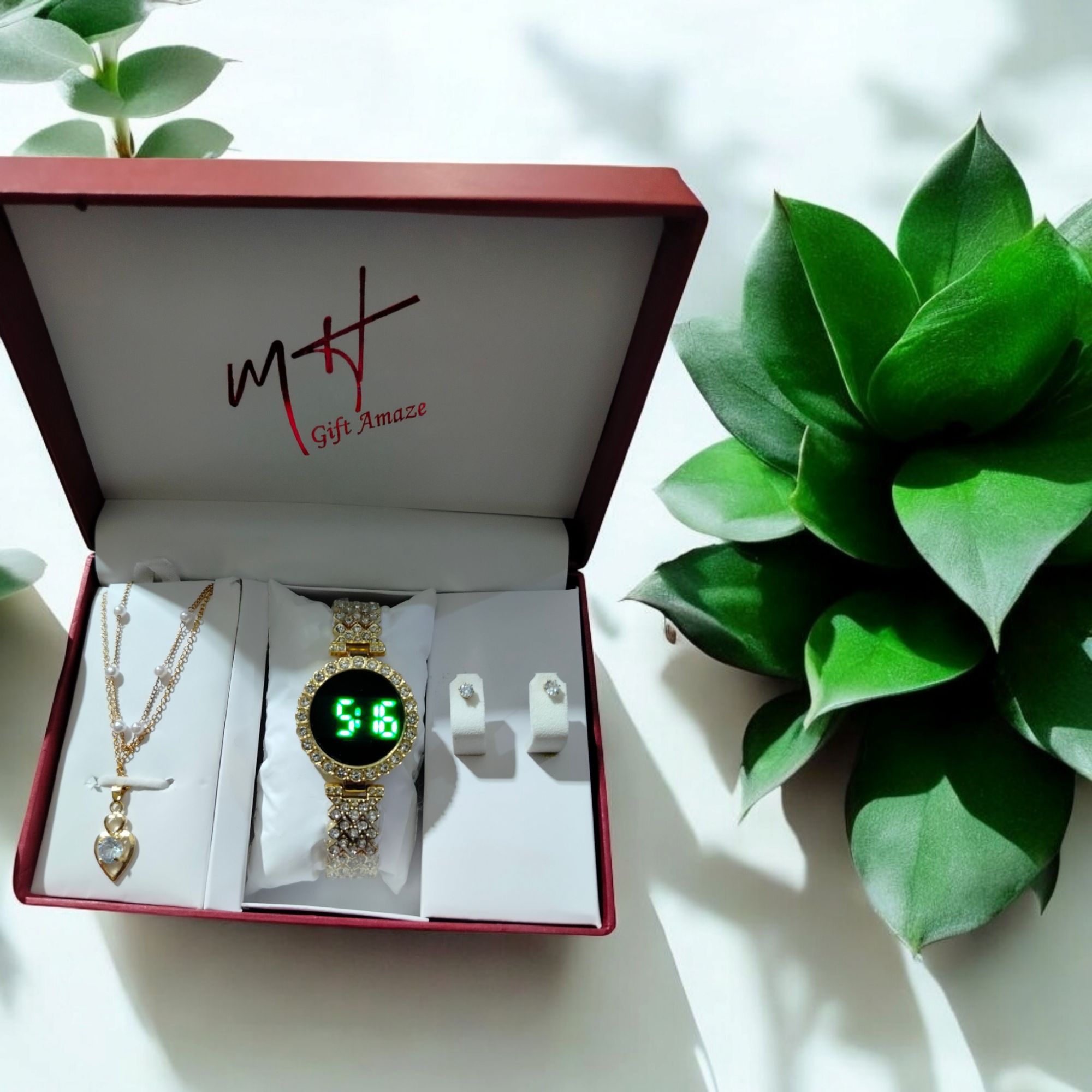 Jewellery For Women Girls Women's Fashion Trend Luxury Rhinestone Roman digital Watch Rhinestone Necklace with tops Best for Gift without box