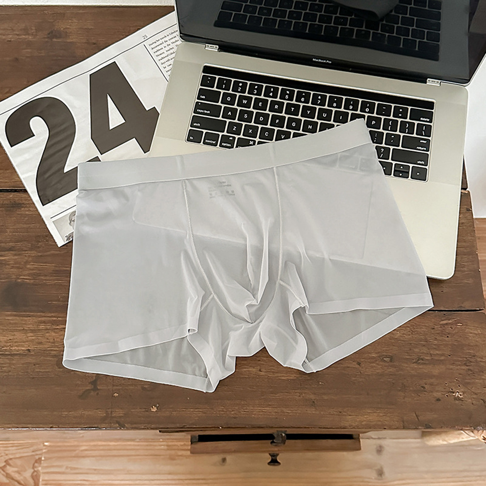 Mens Ice Silk Underwear Seamless Transparent Boxer Shorts  Ultra-thin Breathable Panties Male Quick Dry U Pouch Underpants