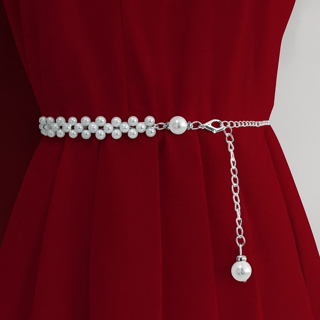 Women Waist Belt Pearl Edition White Belt, The Stylish Pearl Wedding Waist Belt For Girls& Women