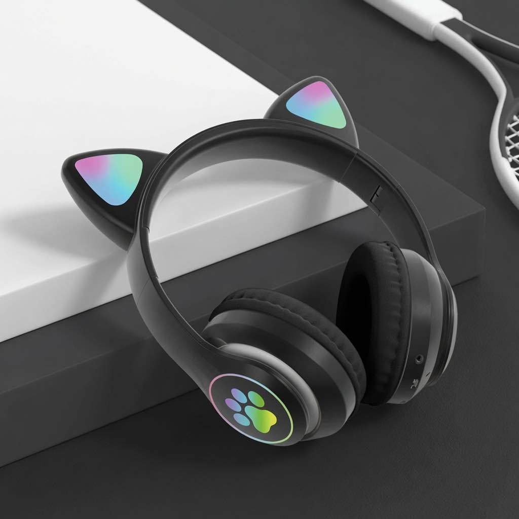 STN-28 Cat Wireless Headphones Bluetooth Over-Ear Headset with Cute Cat Ears