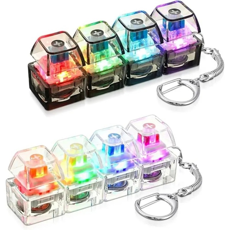 /LED Keyboard Keychain Fidget Toy Crystal Clicker Sensory Toy for Stress Relief Keyboard Keychain Fidget Gadget for Adults Kid*-