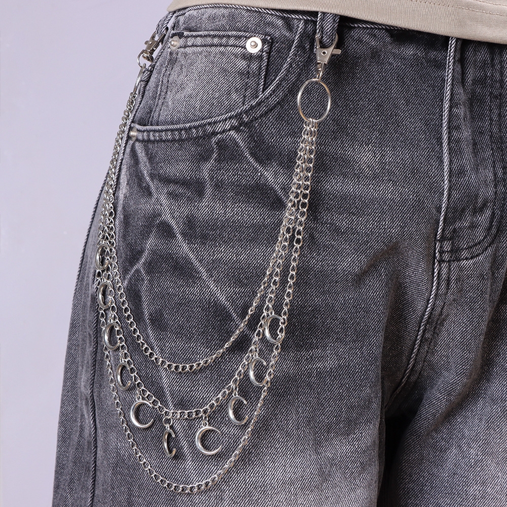Punk Metal Bag Chain Hip Hop Hipster Cool Hundred  Pants Chain For Men and Women Rock and roll Accessorie Waist chain keychain