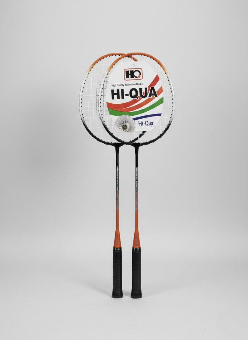 Hi-Qua HQ Professional Badminton Racket Pair | Lightweight & Durable Frame | High Quality Strings | Best for Beginners & Club Play | Orange Black Design
