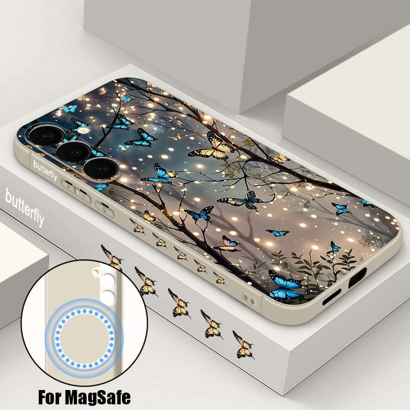 Glow In The Dark Butterfly Magnetic Phone Case For   S26 S25 S24 S23 S22 Ultra Plus S24 S25 FE Shockproof TPU Cover