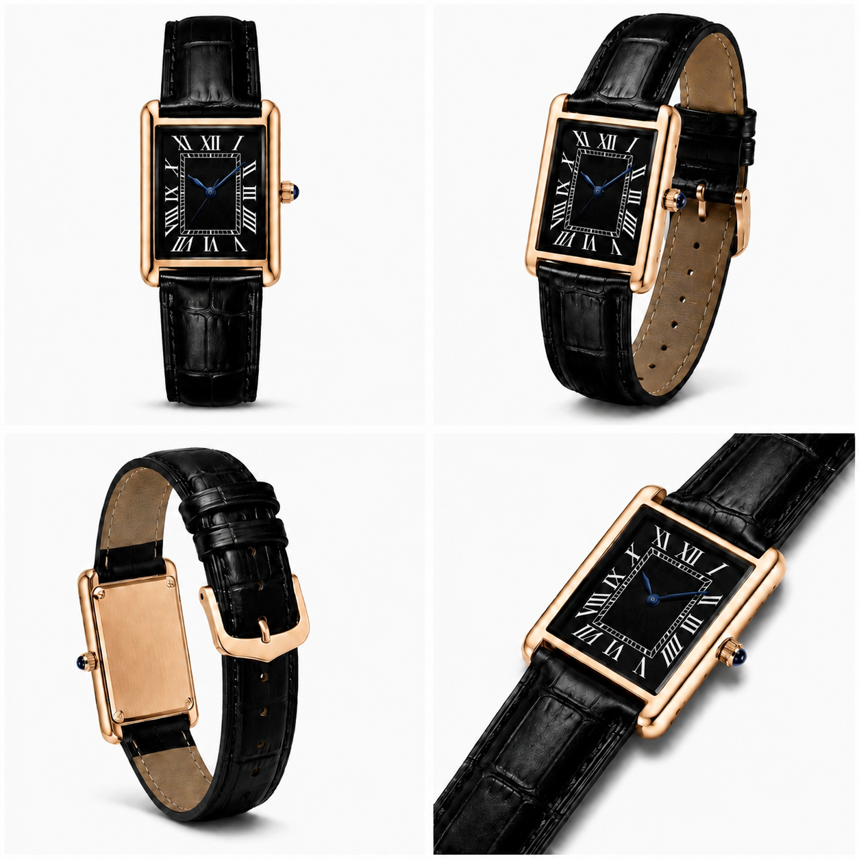 Elegant Vintage Rectangular Quartz Wrist Watch for Men