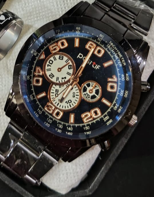 Pack Of 2 Top Fashion Men's Luxury Watches Deal   -Elegant Mens Casual Watch +Chain Braclate For Men -High Quality Business Watch  In  Random dial Design