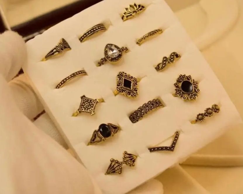 Pack of Fifteen (15) Trendy Vintage Rings For Women Men Lover Couple Rings Set Friendship Engagement Wedding Open Rings Jewelry