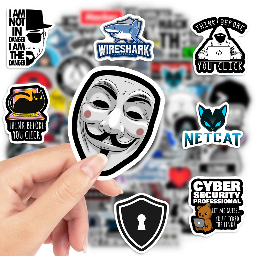 Cybersecurity Anonymous Hackers Security Stickers Cracker Firewall Decorative Decal for Laptop Phone Scrapbook Bottle Waterproof