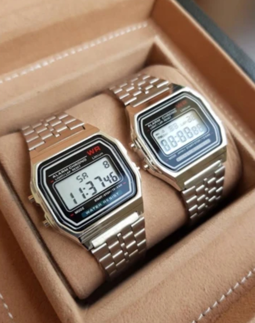 Vintage water proof digital stainless steel chain wriste watches for. men and Women- Top ,Fashion trend stainless steel digital watches for men and boys